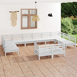 Maison Chic Salon de jardin 12 pcs - Table et chaises d'extérieur - Mobilier/Meubles de jardin Moderne Blanc Bois de pin massif -MN64415