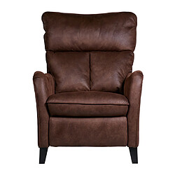 Pegane Fauteuil relax manuel en microfibre couleur chocolat - Longueur 76 x Profondeur 90 x Hauteur 108 cm