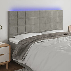 Maison Chic Tête de lit scandinave à LED,meuble de chambre Gris clair 200x5x118/128 cm Velours -MN84707