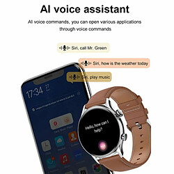 Hk8Pro Nfc Smart Watch Synchronisé Bluetooth Appel Sport Musique Smartwatch Ceinture En Cuir Marron Doré