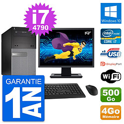 PC Tour Dell 3020 Ecran 19" Intel i7-4790 RAM 4Go Disque 500Go Windows 10 Wifi - Occasion