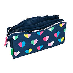 Avis Trousse Fourre-Tout Triple Benetton Corazones Multicouleur Blue marine (22 x 12 x 3 cm)