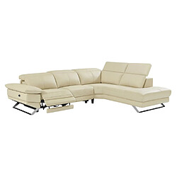 Acheter Vente-Unique Canapé d'angle droit relax électrique en cuir de vachette beige PUNO II