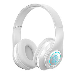 Yonis Casque Audio Bluetooth LED Son HiFi Longue Durée Casque Audio Sans Fil Bluetooth LED Son HIFI Autonomie 8h Confort Maximal Blanc YONIS