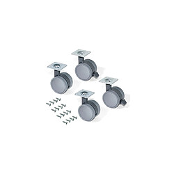 Kit de 4 roulettes Bowl de D. 50 mm avec platine de montage et roulements à billes - 2036421 - Emuca