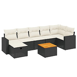 Maison Chic Ensemble Tables et chaises d'extérieur 8 pcs avec coussins,Salon de jardin noir résine tressée -GKD327120