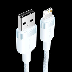 Câble de Chargement USB-A/Lightning Vention - Aluminium et Coton Tressé - 480Mbps - 2.4A - Couleur Bleu