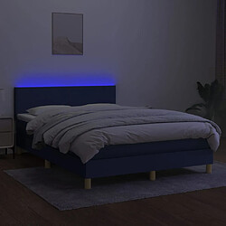 Avis vidaXL Sommier à lattes de lit avec matelas LED Bleu 140x190 cm Tissu