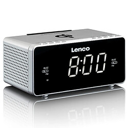 Lenco Radio-réveil FM stéréo avec USB et chargeur de smartphone sans fil Qi CR-550SI Argent