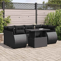 vidaXL Salon de jardin 7 pcs avec coussins noir résine tressée