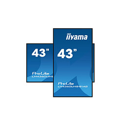 IIYAMA LFD 42,5" dalle VA 24/7 4K 3840x2160 16:9 3xHDMI 2xUSB 1xRJ45 (LAN) 1xRS-232c HPs 500cd/m² Paysage/port 8,5ms MediaPlayer VESA 400x300 / LH4360UHS-B1AG