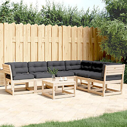 vidaXL Salon de jardin 6 pcs avec coussins bois de pin massif