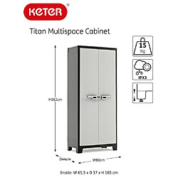 Keter Armoire de rangement polyvalente Titan Noir et gris 182 cm pas cher