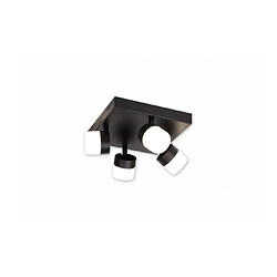 Luminaire Center Plafonnier Spot Noir 4 ampoules 10,7cm