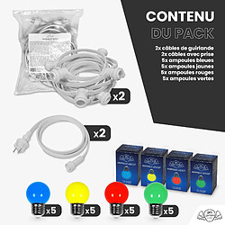 SkyLantern Kit Guirlande Guinguette 20m IP 65 Multicolore Cable Blanc pas cher