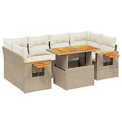 vidaXL Salon de jardin avec coussins 7 pcs beige résine tressée