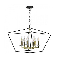 Luminaire Center Suspension Gretchen Noir mat,or poli 6 ampoules 44cm