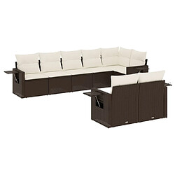 Maison Chic Ensemble Tables et chaises d'extérieur 8 pcs avec coussins,Salon de jardin marron résine tressée -GKD553735