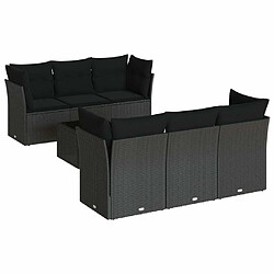 Maison Chic Salon de jardin 7 pcs avec coussins | Ensemble de Table et chaises | Mobilier d'Extérieur noir résine tressée -GKD99824