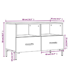 vidaXL Meuble TV Chêne marron 80x36x50 cm Bois d'ingénierie pas cher