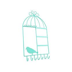 The Home Deco Factory Porte bijoux cage à oiseaux Home sweet home Vert.