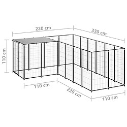 Helloshop26 Chenil extérieur cage enclos parc animaux chien 4,84 m²110 cm acier noir 02_0000533 pas cher