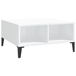 Maison Chic Table basse,Table Console Table d'appoint, Table pour salon Blanc brillant 60x60x30 cm Aggloméré -MN87617