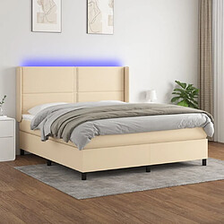 Maison Chic Lit adulte- Lit + matelas + LED,Sommier à lattes de lit matelas LED Crème 180x200 cm Tissu -GKD43392