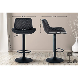 Decoshop26 Tabouret de bar x1 assise avec coutures décoratives losange en velours noir et pieds en métal noir 10_0005228