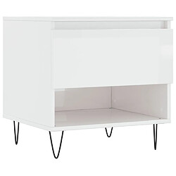 Maison Chic Table basse,Table Console Table d'appoint, Table pour salon blanc brillant 50x46x50 cm bois d'ingénierie -MN47950