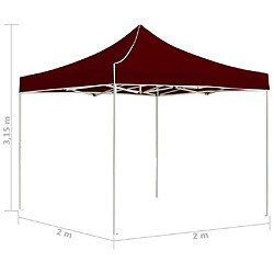 vidaXL Tente de réception pliable Aluminium 2 x 2 m Bordeaux pas cher