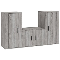 vidaXL Ensemble de meubles TV 3 pcs Sonoma gris Bois d'ingénierie