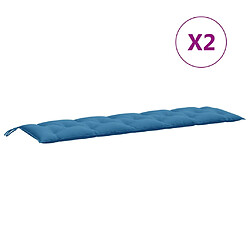 Avis vidaXL Coussins de banc de jardin lot de 2 bleu mélangé tissu