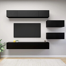 vidaXL Ensemble de meubles TV 6 pcs Noir Bois d'ingénierie