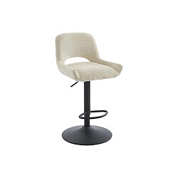 Vente-Unique Lot de 2 tabourets de bar en tissu texturé et métal noir - Hauteur réglable - Crème - MAYENO pas cher