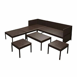 Maison Chic Salon de jardin 6 pcs + coussins - Mobilier/Meubles de jardin - Table et chaises d'extérieur Résine tressée Marron -MN65139 pas cher