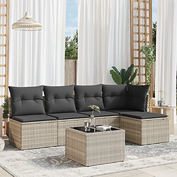 vidaXL Salon de jardin 6 pcs avec coussins gris clair résine tressée