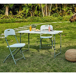 Table pliante - 120 cm - 4 personnes - Revetement en poudre en tubes dacier, arrivee O 25 x 1 mm