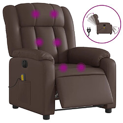 Maison Chic Fauteuil Relax pour salon, Fauteuil de massage inclinable électrique marron similicuir -GKD50225