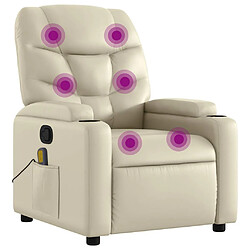 vidaXL Fauteuil inclinable de massage Crème Similicuir