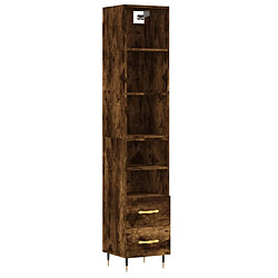 vidaXL Buffet haut Chêne fumé 34,5x34x180 cm Bois d'ingénierie