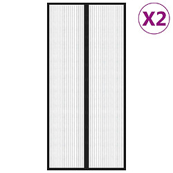 vidaXL Rideaux de porte anti-insectes 2 pcs et aimants noir 220x110 cm