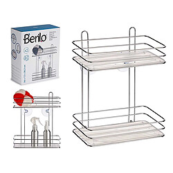 Lot de 2 ETAGERE MURALE SALLE DE BAIN 2 PANIERS DE DOUCHE ETAGERE DE SUPPORT DE RANGEMENT DE SALLE DE BAINS DE SUPPORT DE DOUCHE SUSPENDU EN CHROME DE 2 NIVEAUX 11,5X26X30,2CM+Berilo pas cher