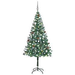 vidaXL Arbre de Noël artificiel pré-éclairé/boules pommes de pin 180cm