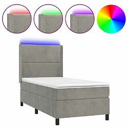 Sommier à lattes et matelas LED,Cadre à lattes de lit pour Adulte Gris clair 80x200cm Velours -MN46557