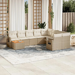 Maison Chic Salon de jardin avec coussins 10 pcs | Ensemble de Table et chaises | Mobilier d'Extérieur beige résine tressée -GKD65443