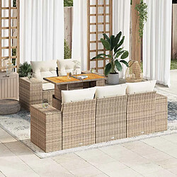 vidaXL Salon de jardin avec coussins 6 pcs beige résine tressée