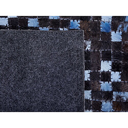 Beliani Tapis en cuir patchwork marron et bleu 140 x 200 cm IKISU pas cher