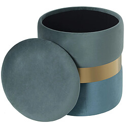 Pouf Alexandra House Living Bleu Vert Velours Bois 37 x 43 x 37 cm