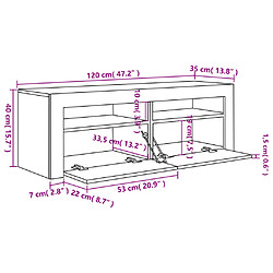 vidaXL Meuble TV avec lumières LED blanc brillant 120x35x40 cm pas cher